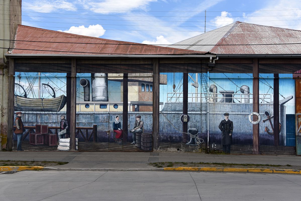10A Large Mural Of Punta Arenas Seafaring History By Painter Luis Perez Lopez Door Along Avenida Costanera Waterfront Area Of Punta Arenas Chile